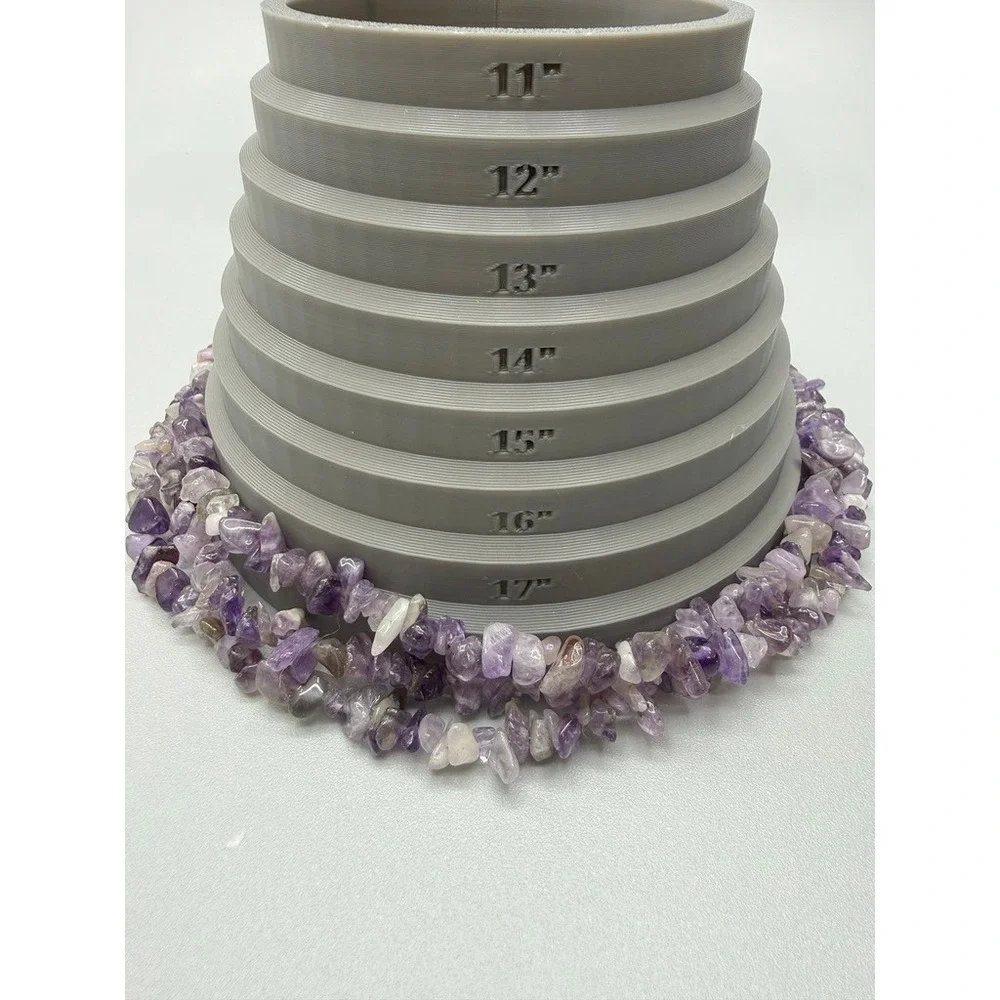 Amethyst Chip Beaded Necklace 18" Gemstone 3 Layers Purple Stone Natural Tested - Picture 6 of 9